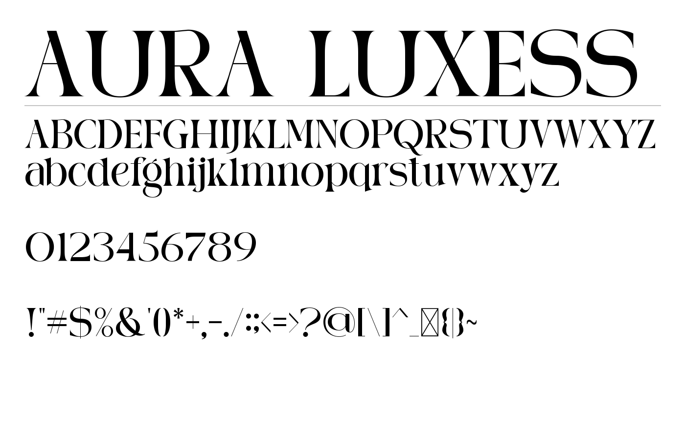 AURA LUXESS Font preview
