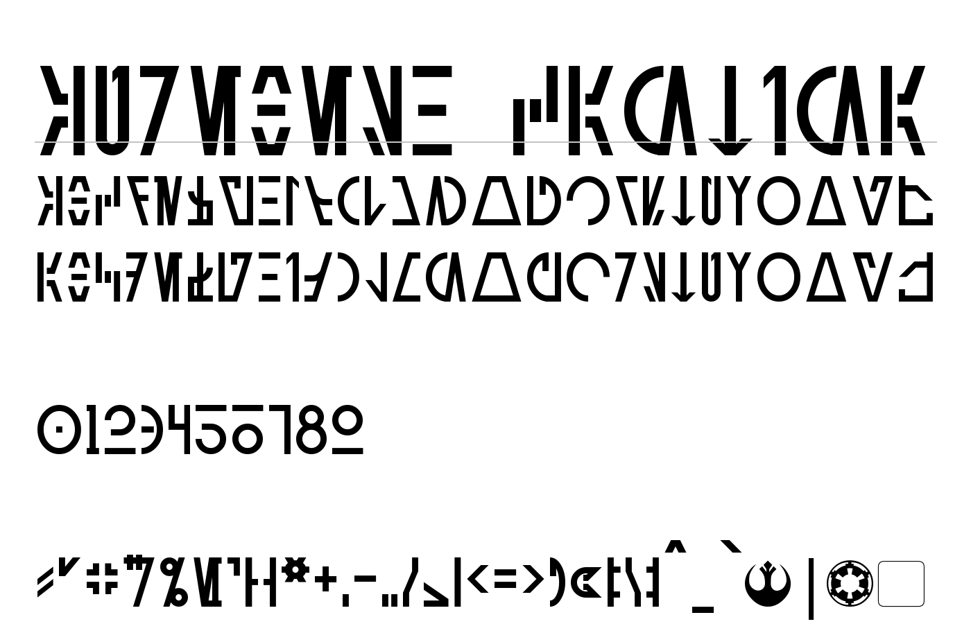Aurebesh Cantina Font preview