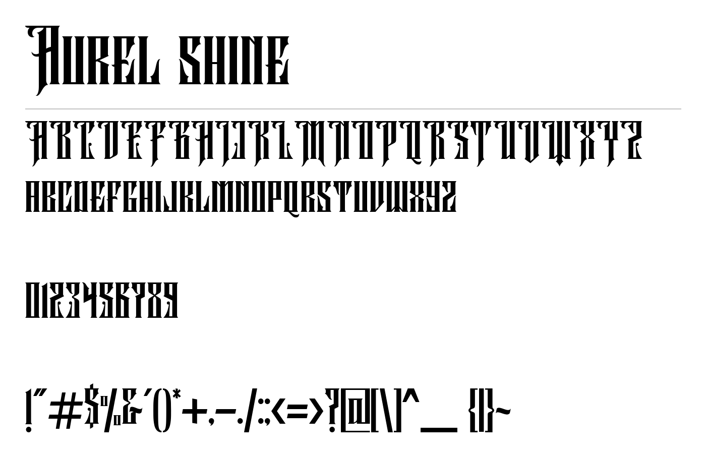 Aurel shine Font preview