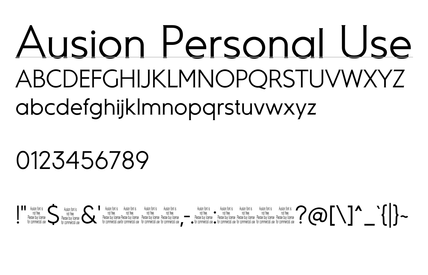 Ausion Personal Use Font preview