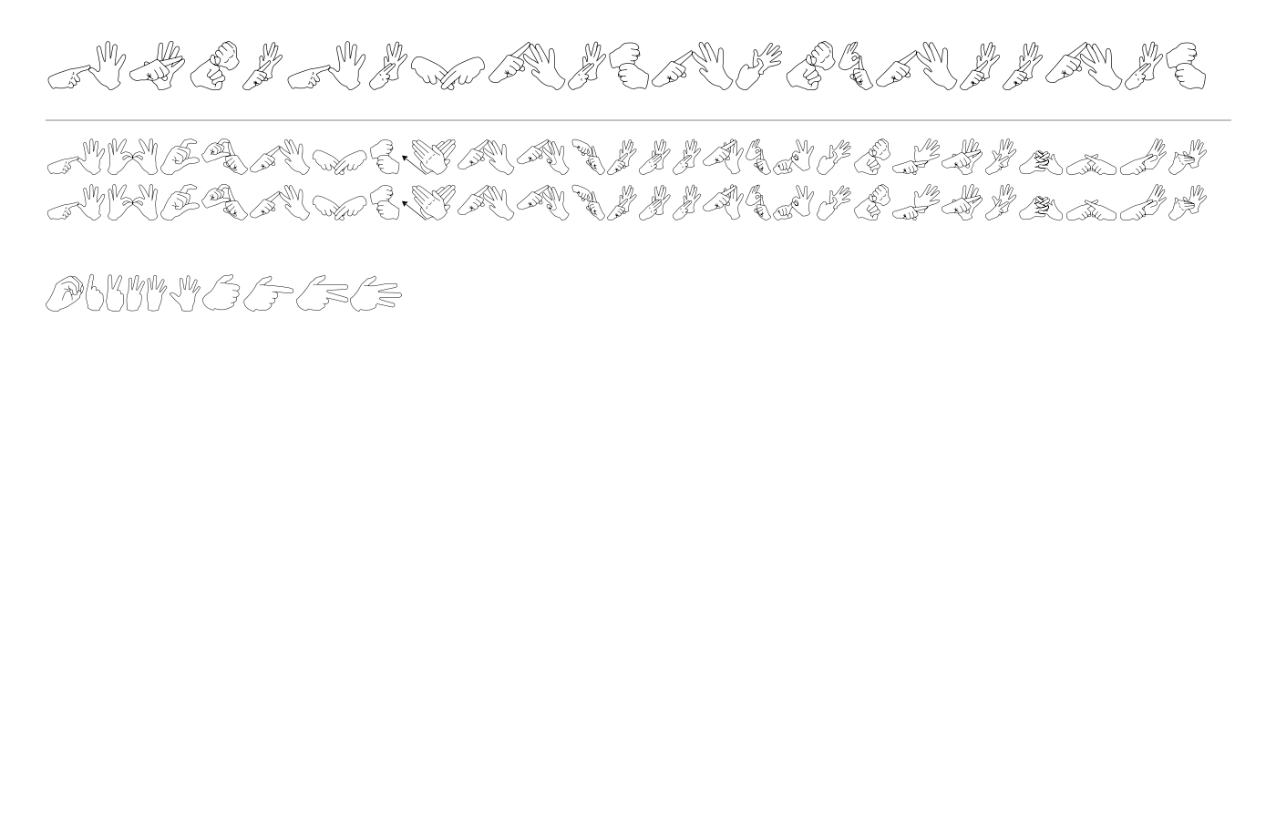 AuslanFingerSpelling Font preview