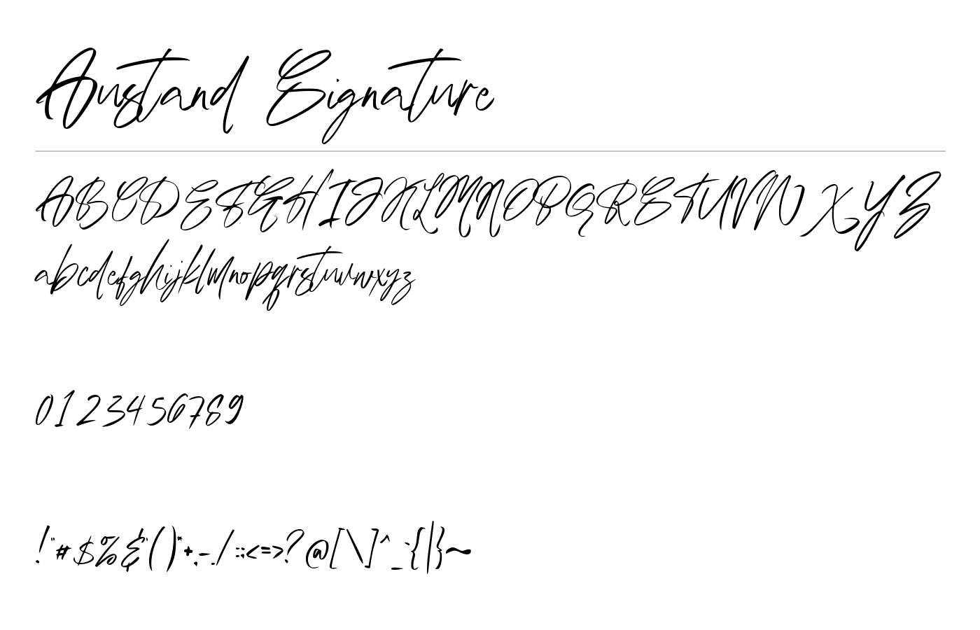 Austand Signature Font preview