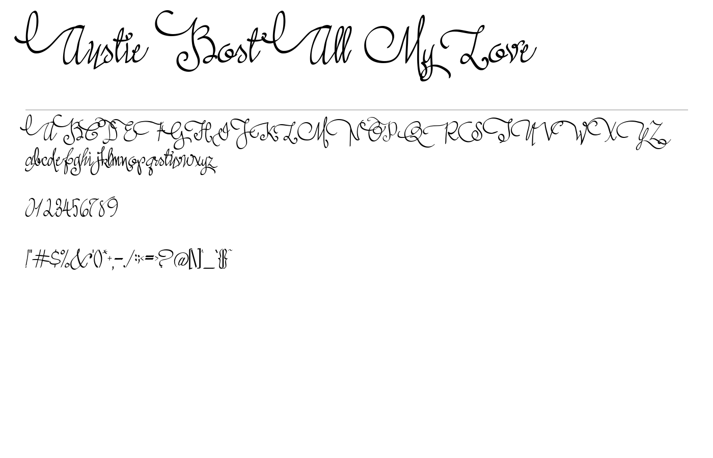 Austie Bost All My Love Font preview