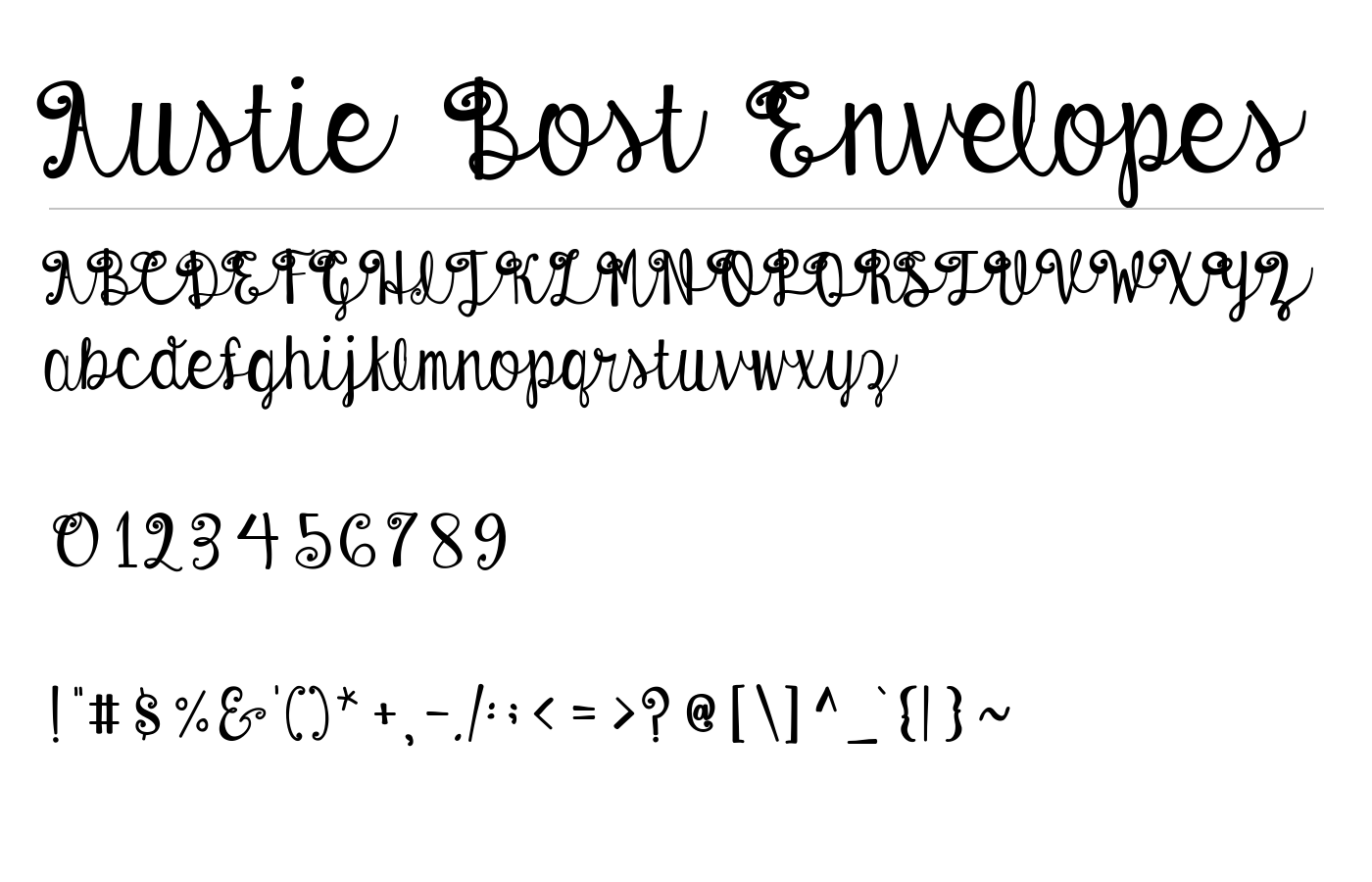 Austie Bost Envelopes Font preview