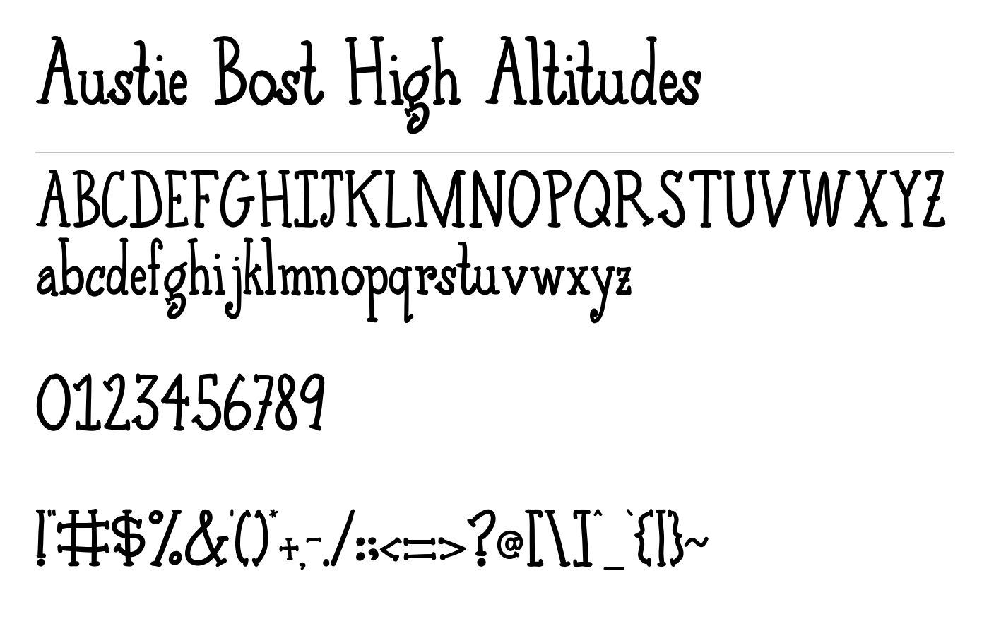 Austie Bost High Altitudes Font preview