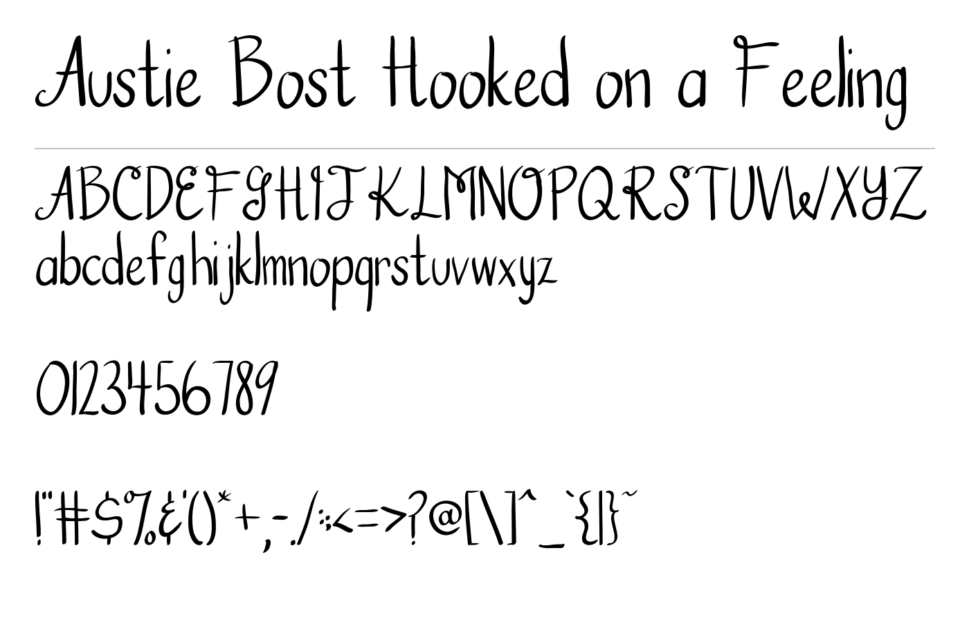 Austie Bost Hooked on a Feeling Font preview