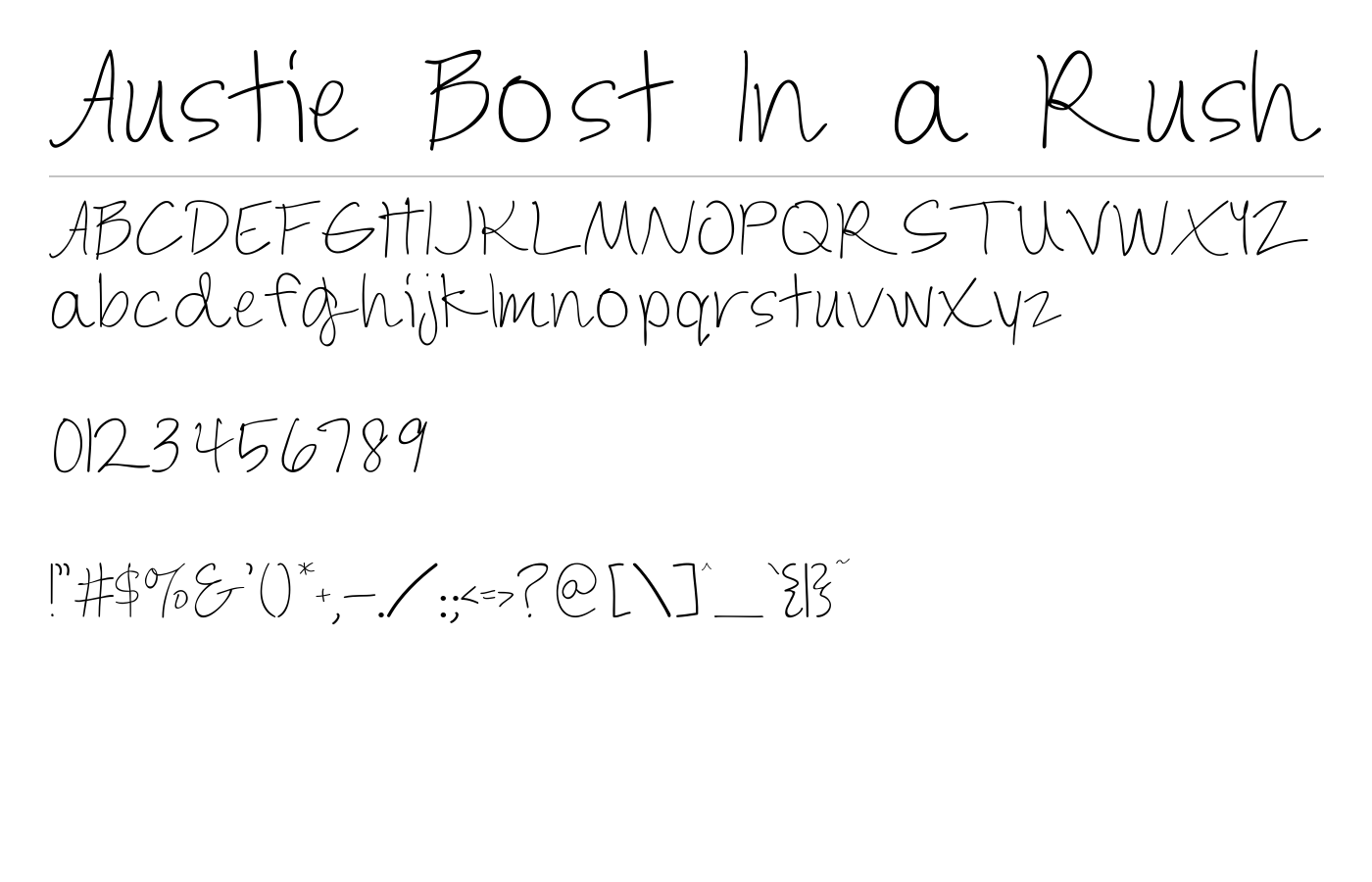 Austie Bost In a Rush Font preview