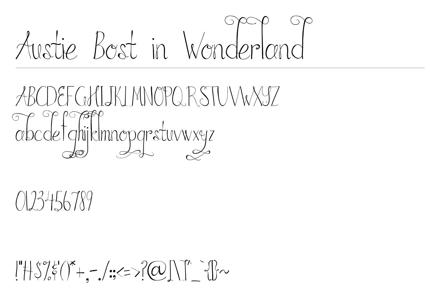 Austie Bost in Wonderland Font preview