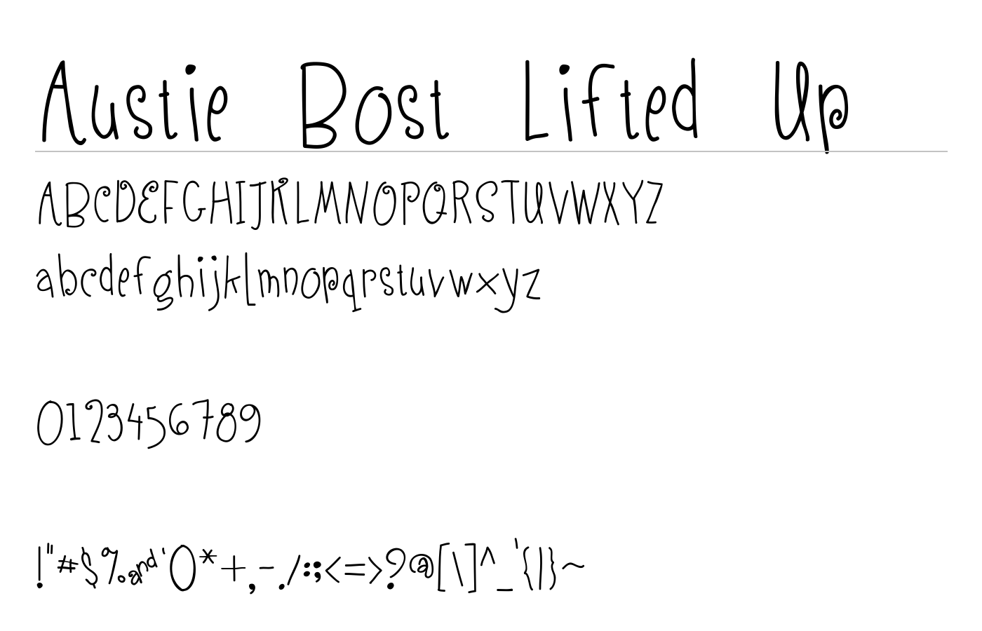 Austie Bost Lifted Up Font preview