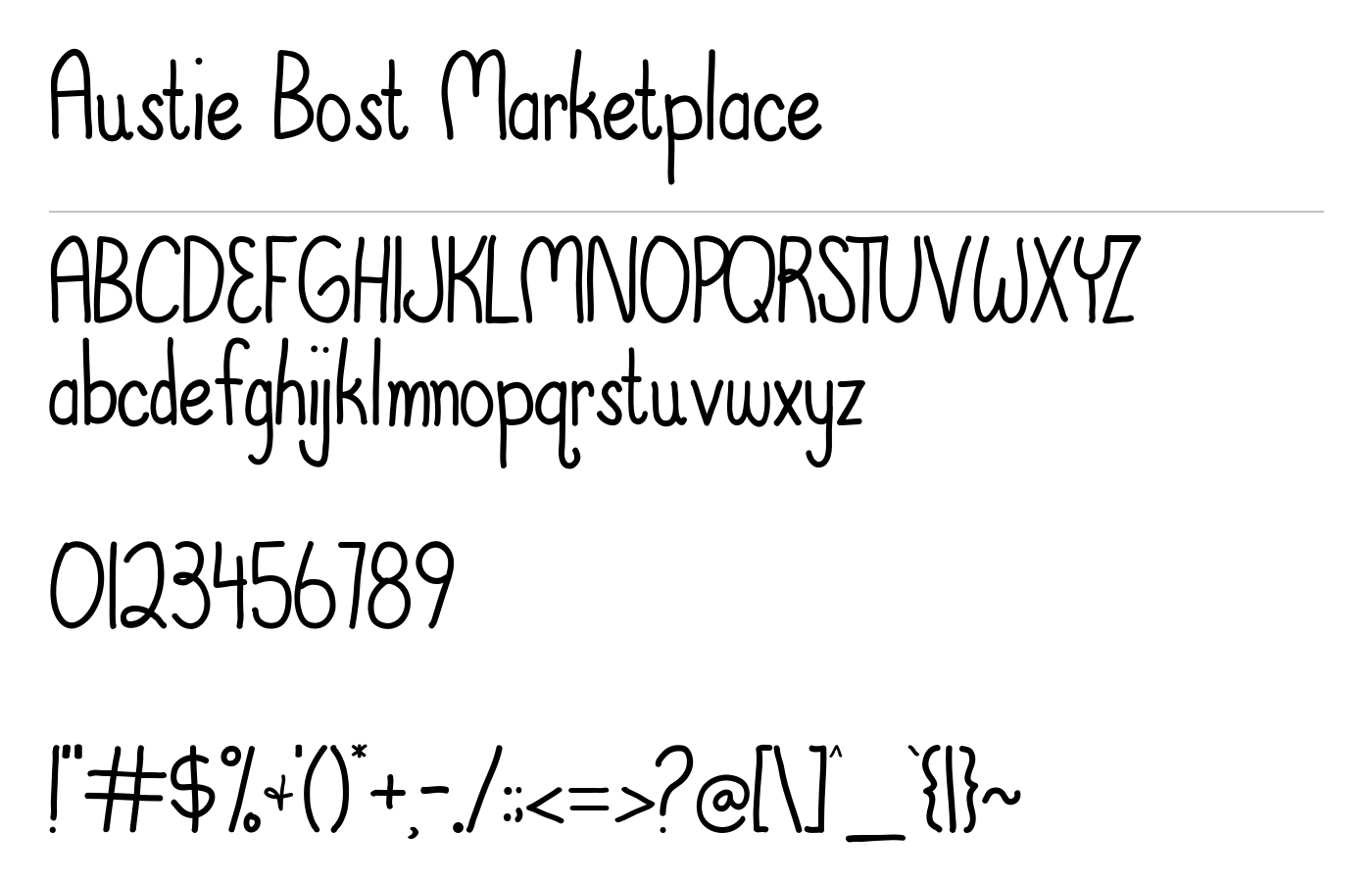 Austie Bost Marketplace Font preview