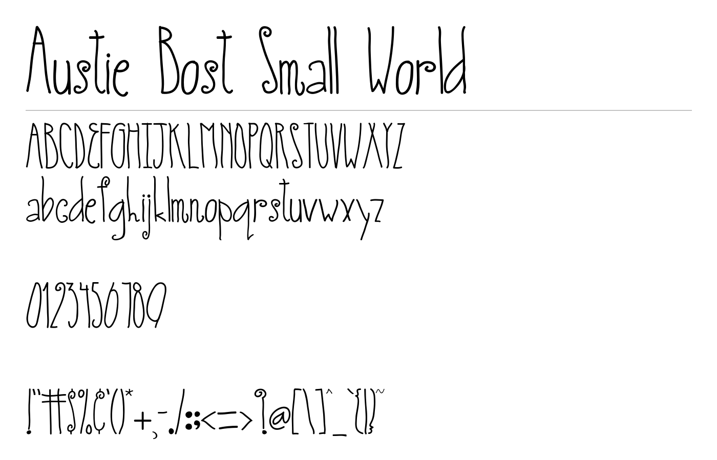 Austie Bost Small World Font preview
