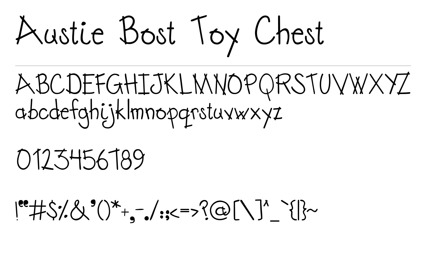 Austie Bost Toy Chest Font preview