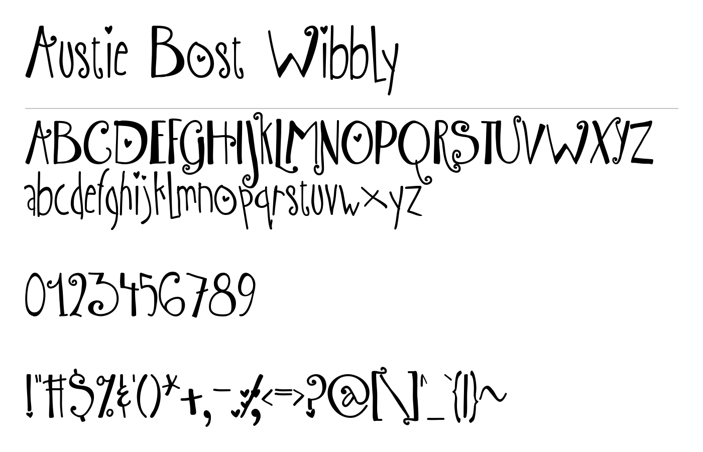 Austie Bost Wibbly Font preview