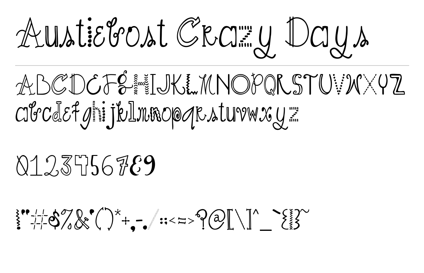 Austiebost Crazy Days Font preview