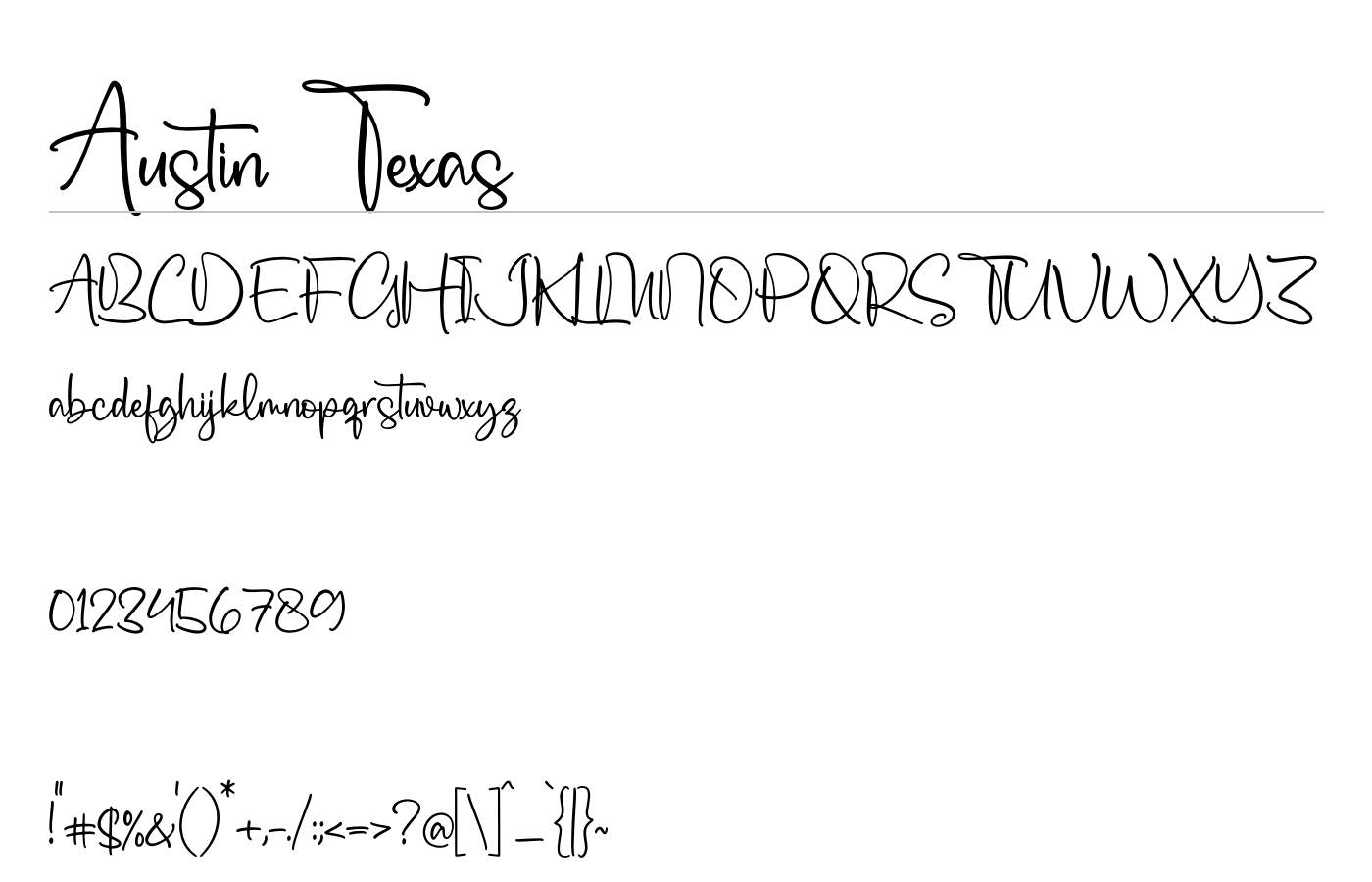 Austin Texas Font preview