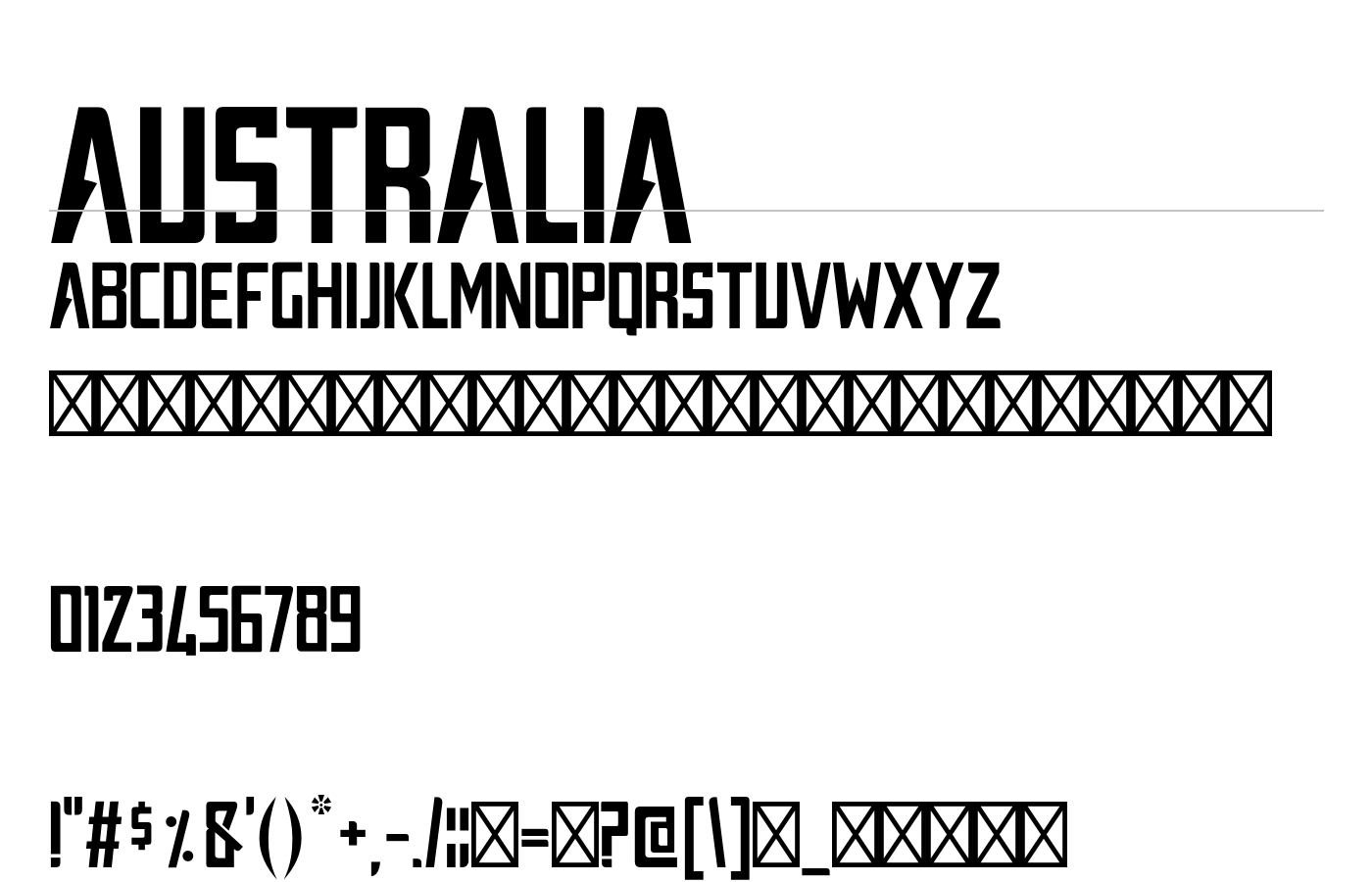 AUSTRALIA Font preview