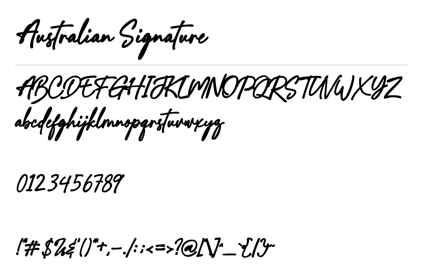Australian Signature Font preview
