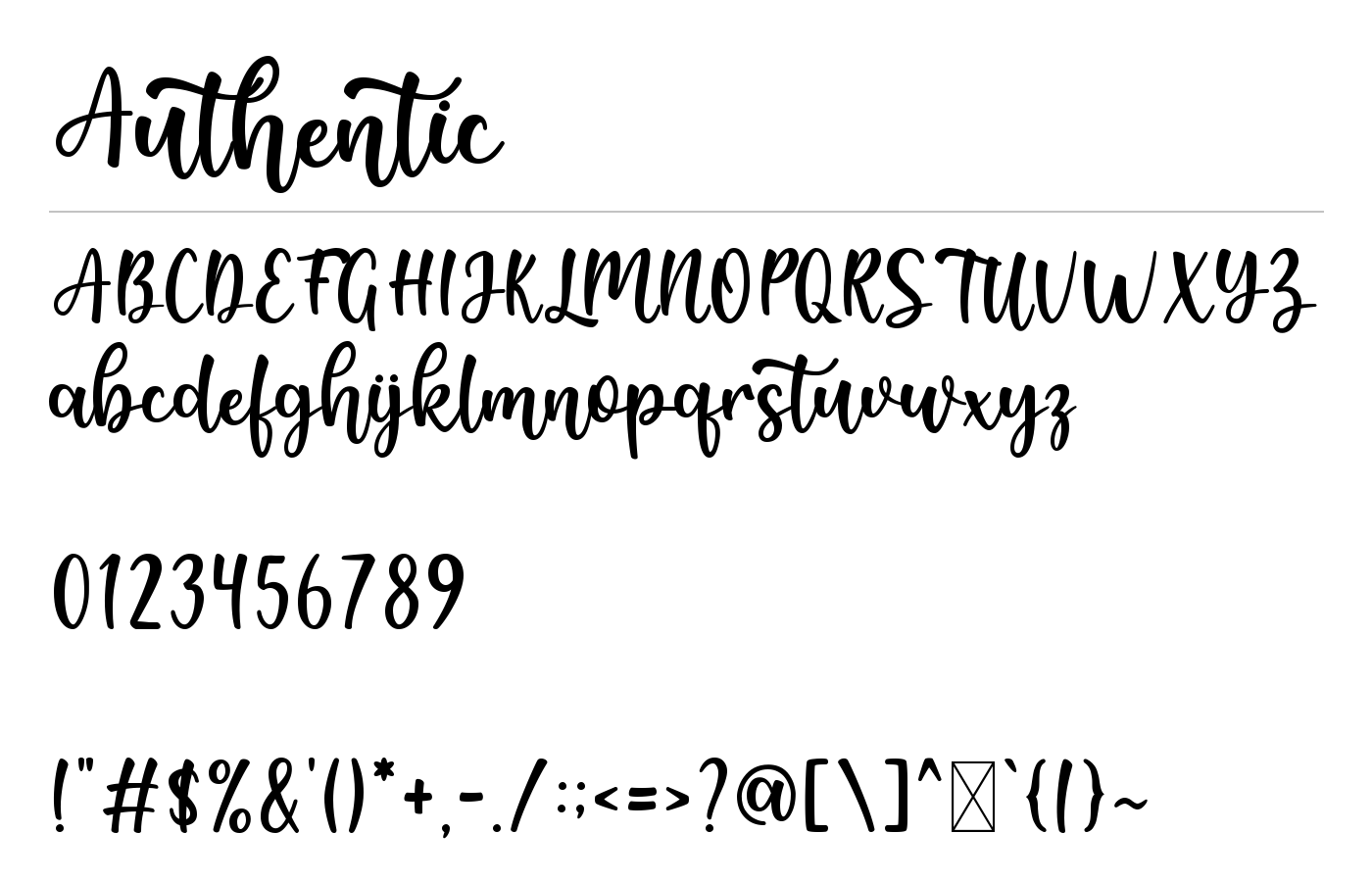 Authentic Font preview