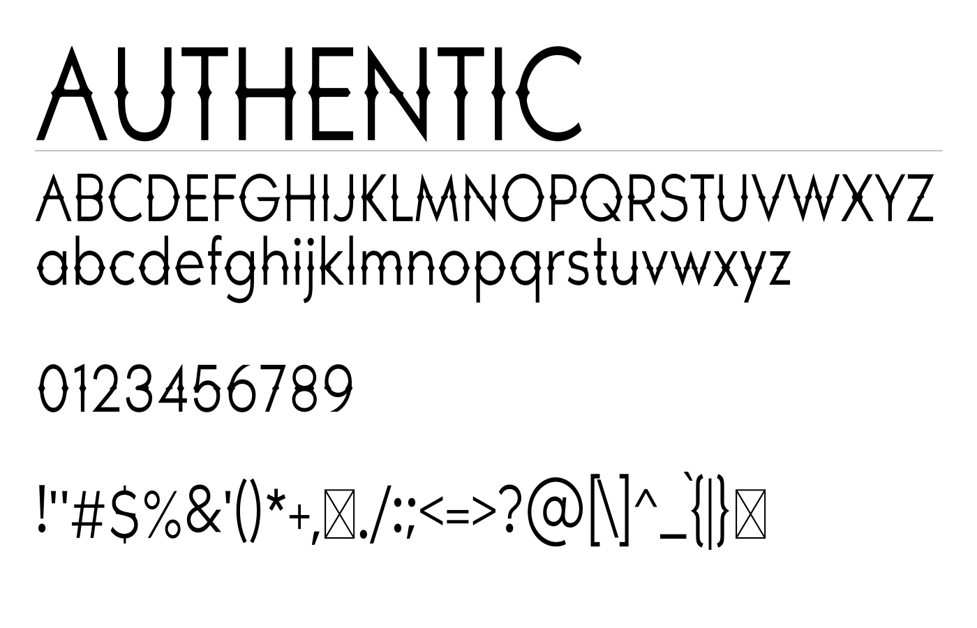 AUTHENTIC Font preview