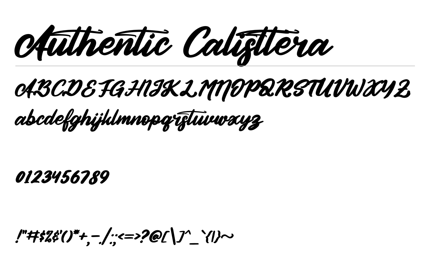 Authentic Calisttera Font preview