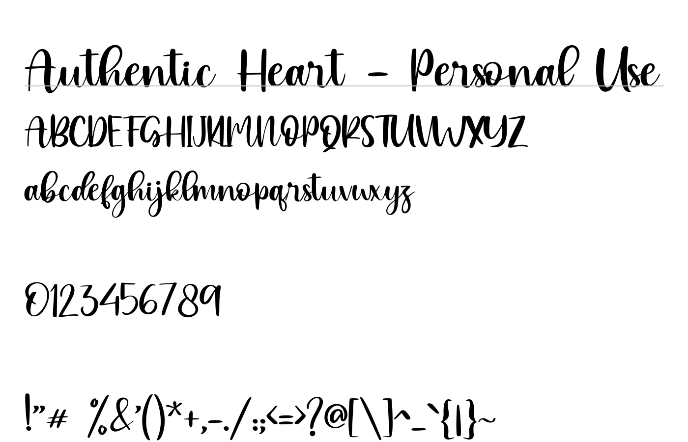 Authentic Heart - Personal Use Font preview