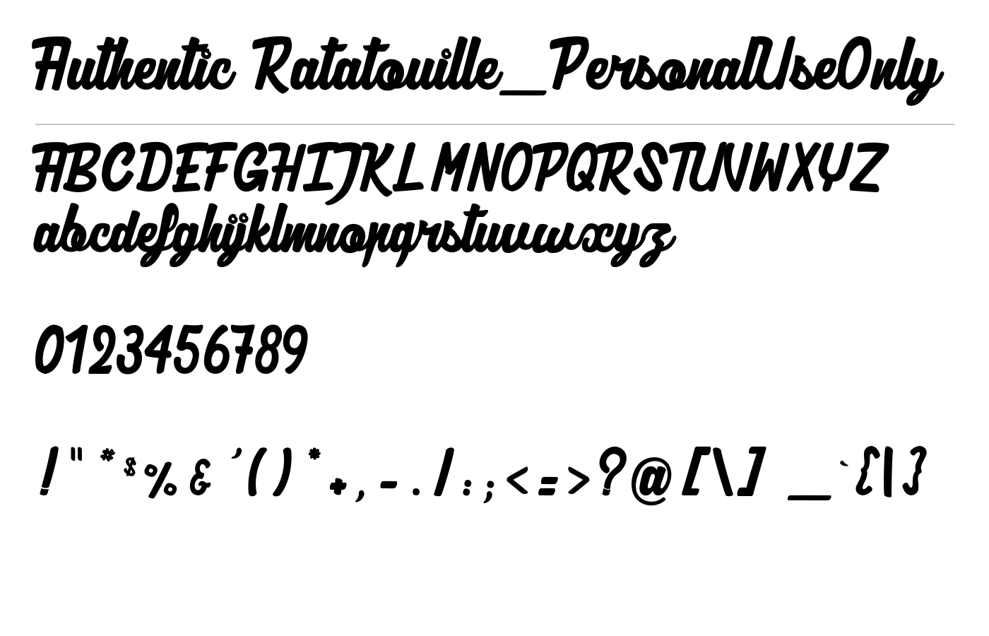 Authentic Ratatouille_PersonalUseOnly Font preview
