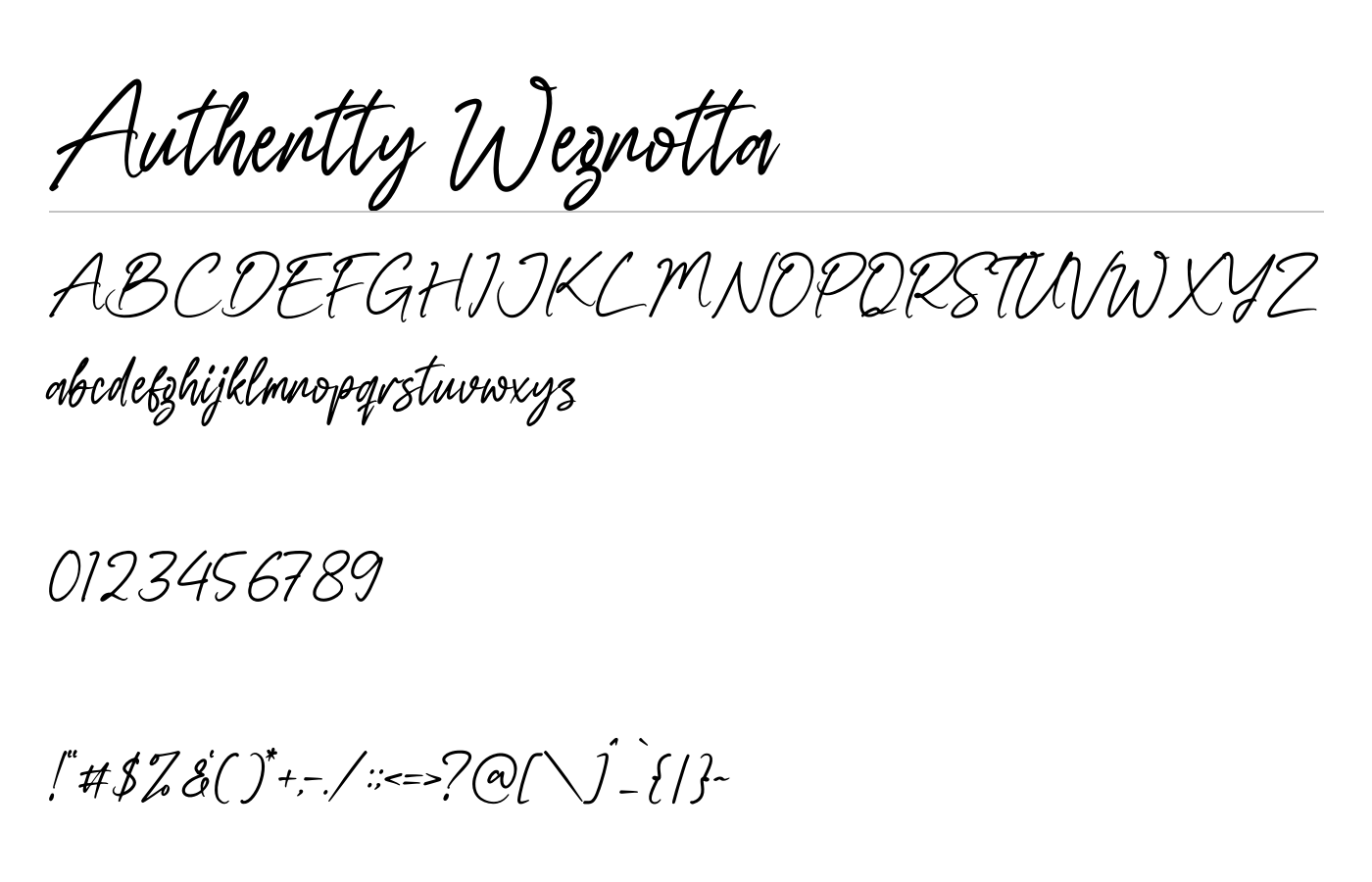 Authentty Wegnotta Font preview