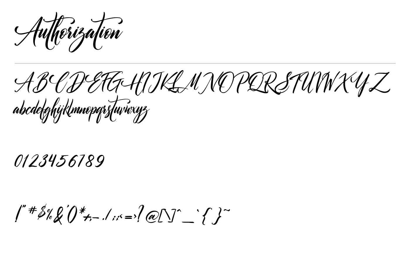 Authorization Font preview
