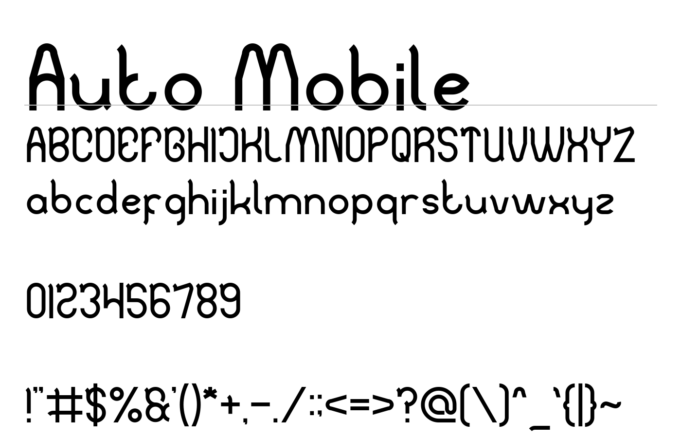Auto Mobile Font preview