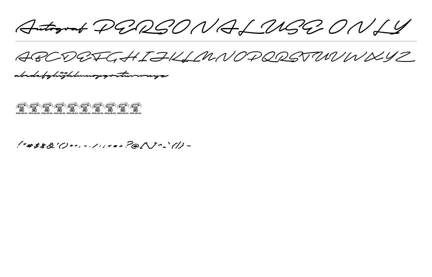 Autograf PERSONAL USE ONLY Font preview