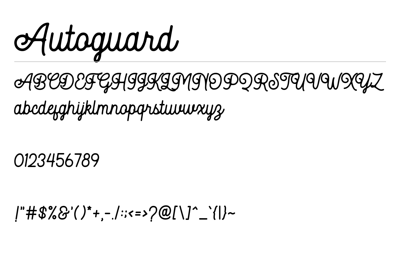 Autoguard Font preview
