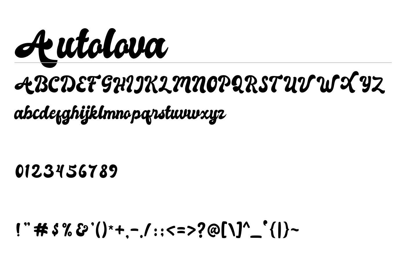 Autolova Font preview