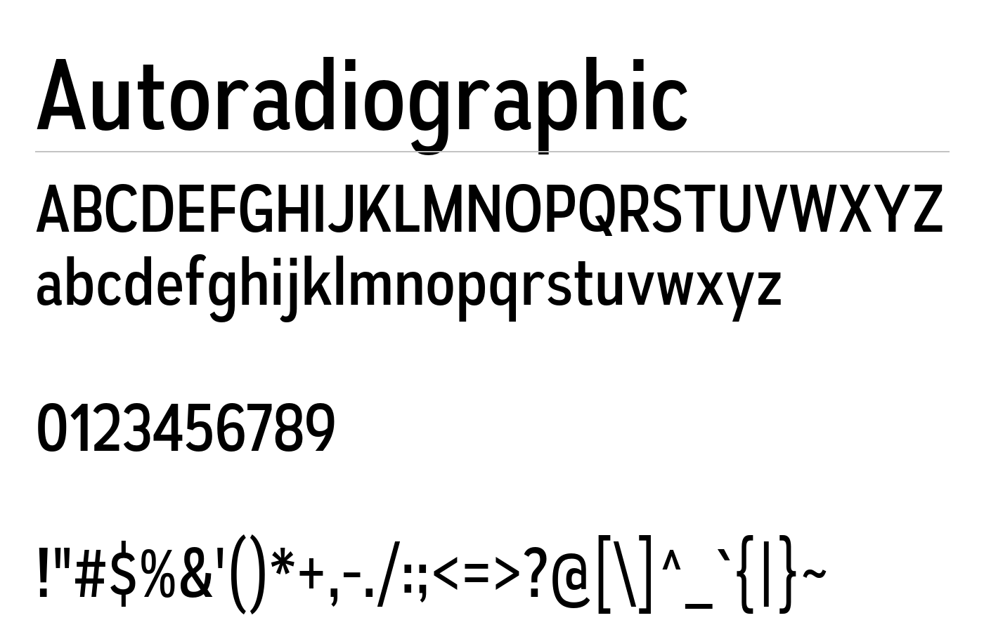 Autoradiographic Font preview