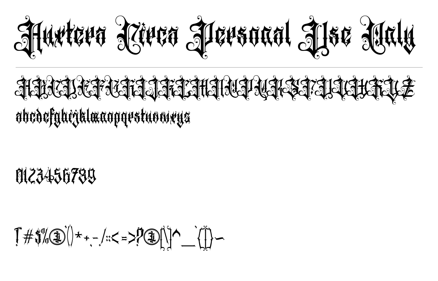 Auxtera Circa Personal Use Only Font preview