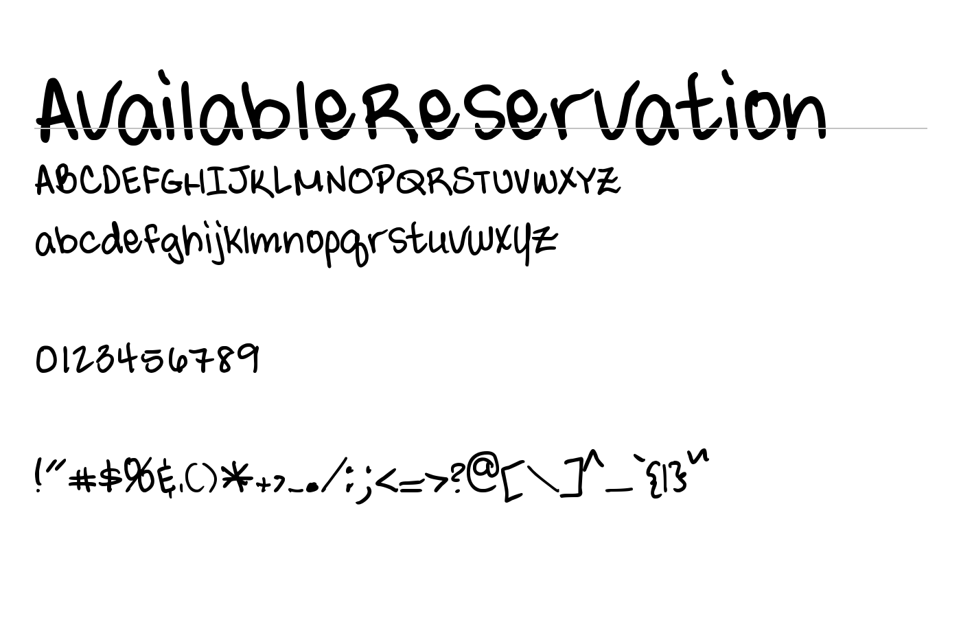 AvailableReservation Font preview