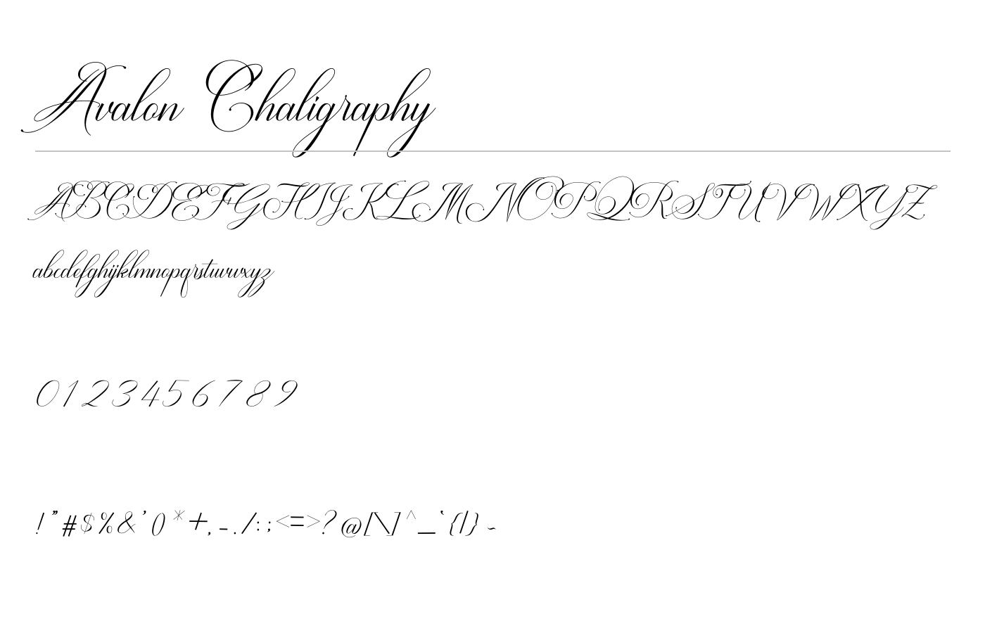 Avalon Chaligraphy Font preview