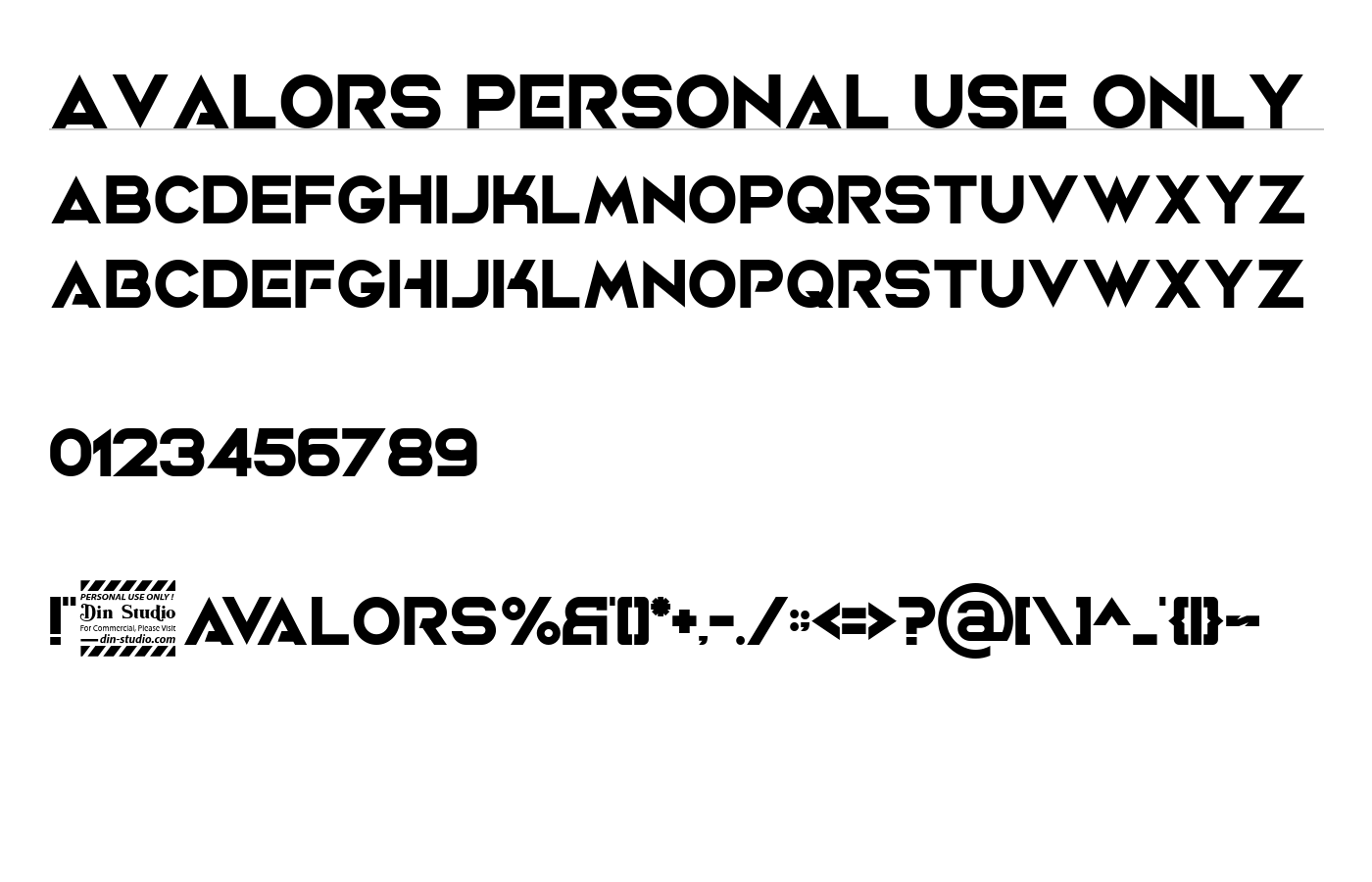 Avalors Personal Use Only Font preview