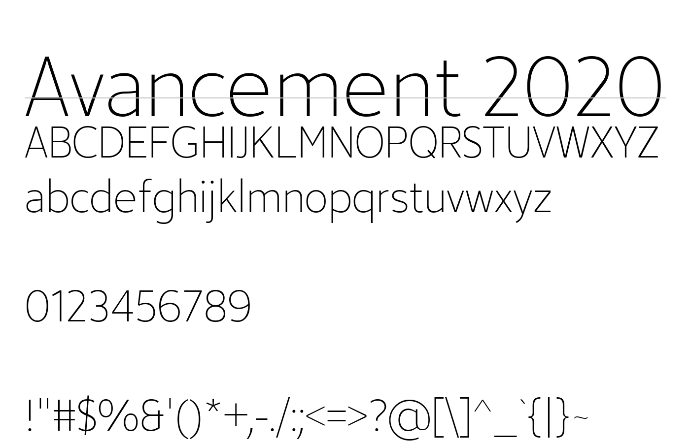 Avancement 2020 Font preview