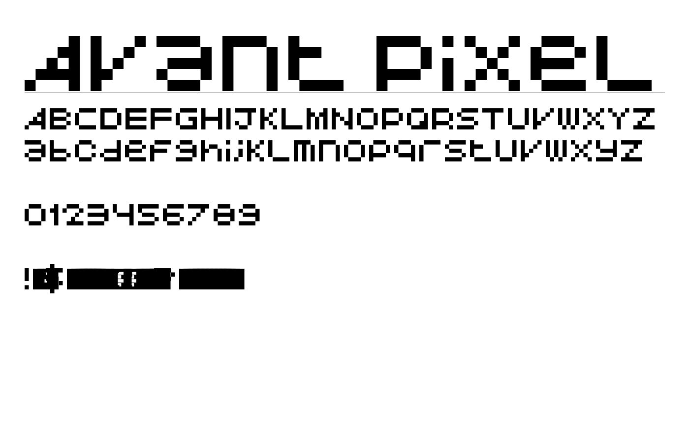 Avant Pixel Font preview