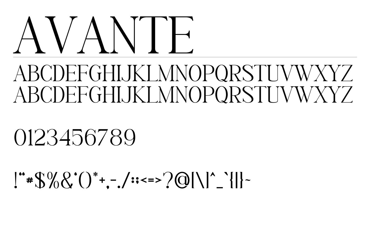 AVANTE Font preview