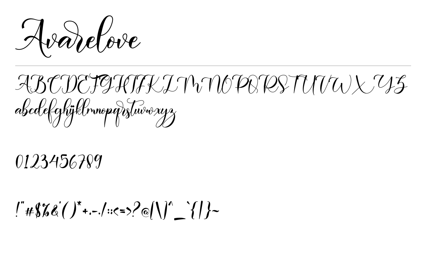 Avarelove Font preview