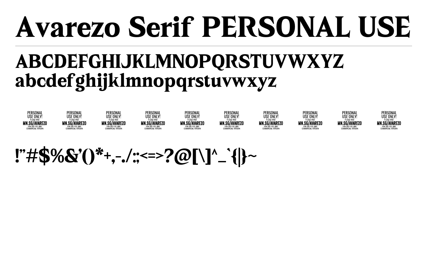 Avarezo Serif PERSONAL USE Font preview