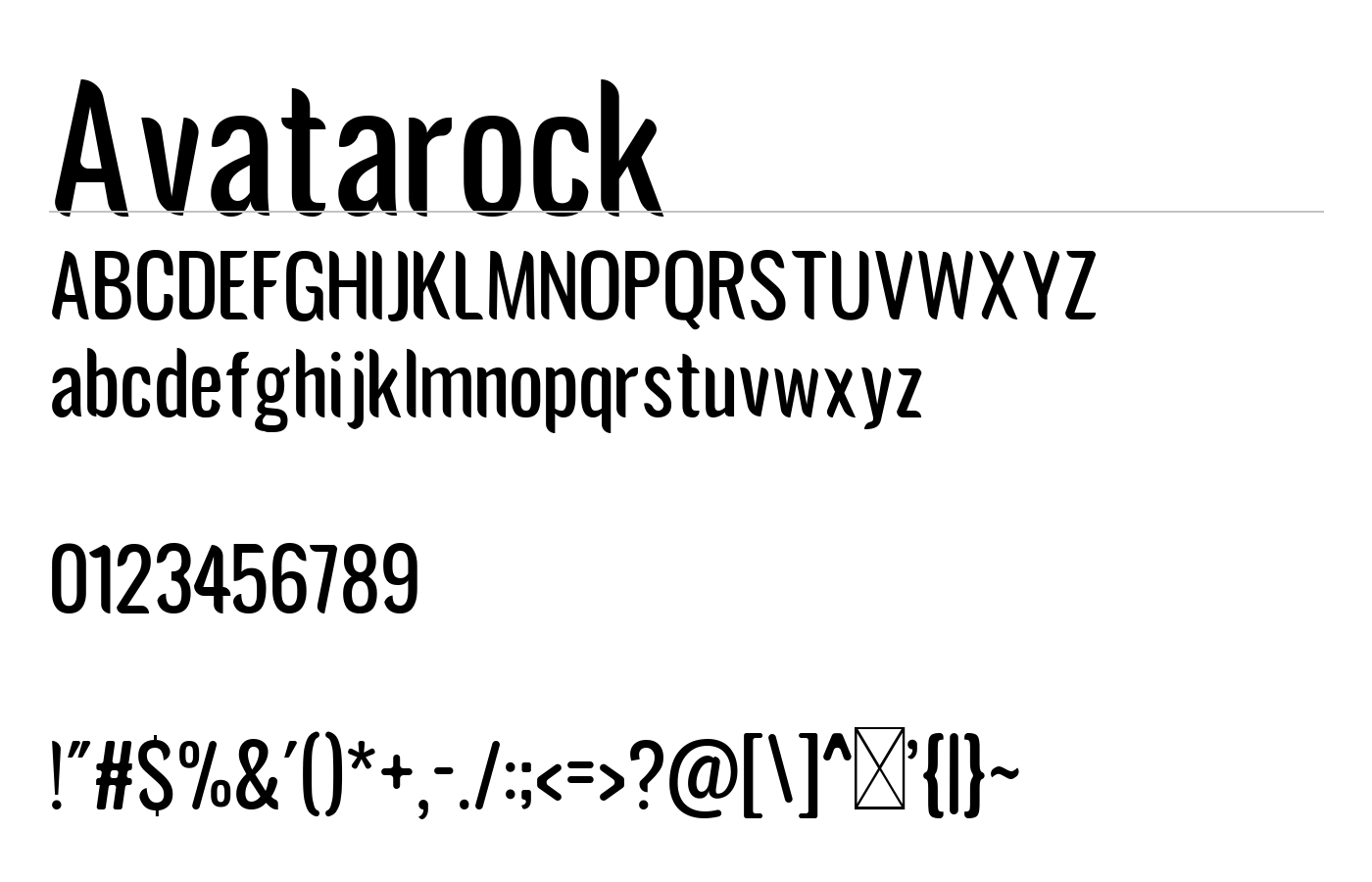 Avatarock Font preview