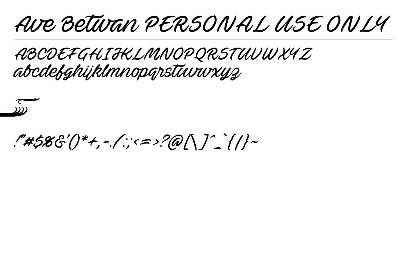 Ave Betwan PERSONAL USE ONLY Font preview