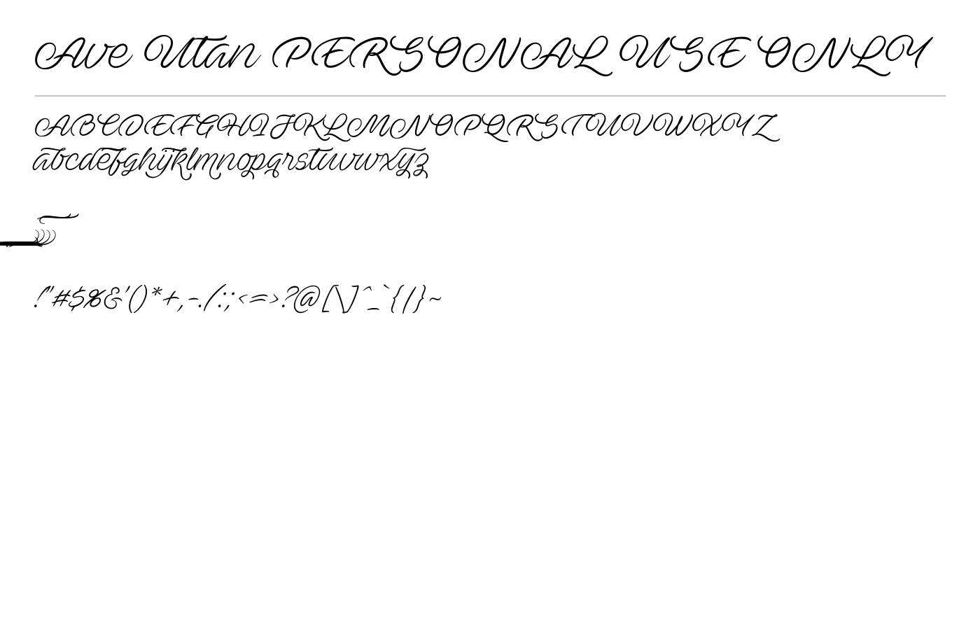 Ave Utan PERSONAL USE ONLY Font preview