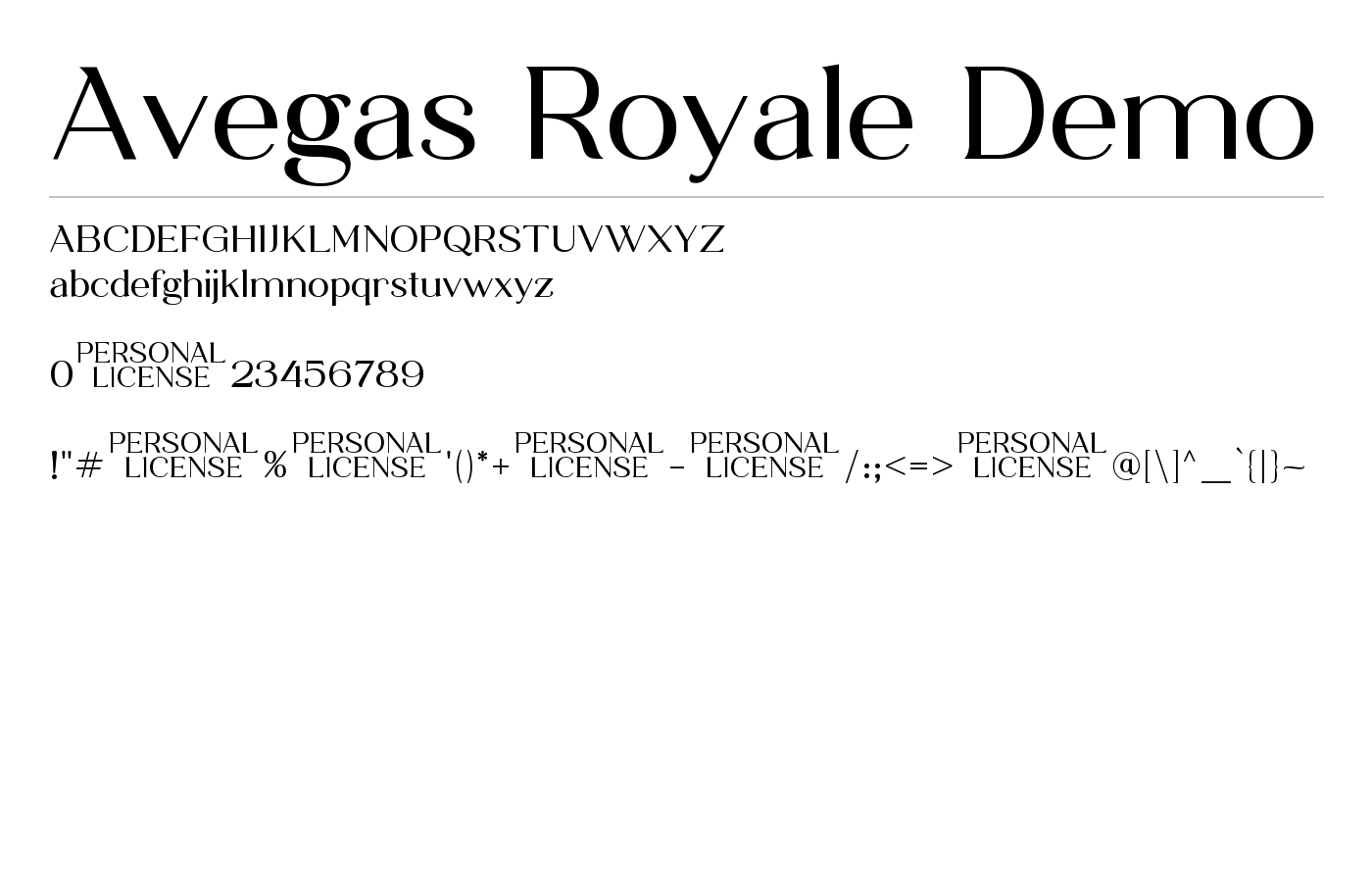 Avegas Royale Demo Font preview