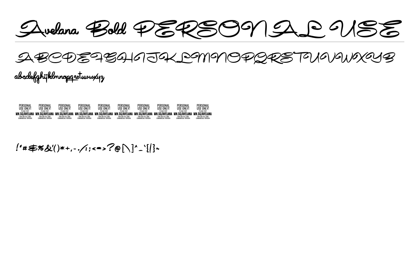 Avelana Medi PERSONAL USE Font preview