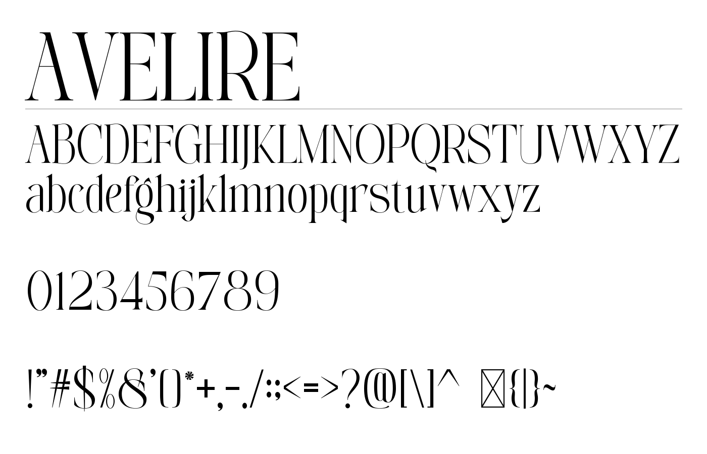 AVELIRE Font preview