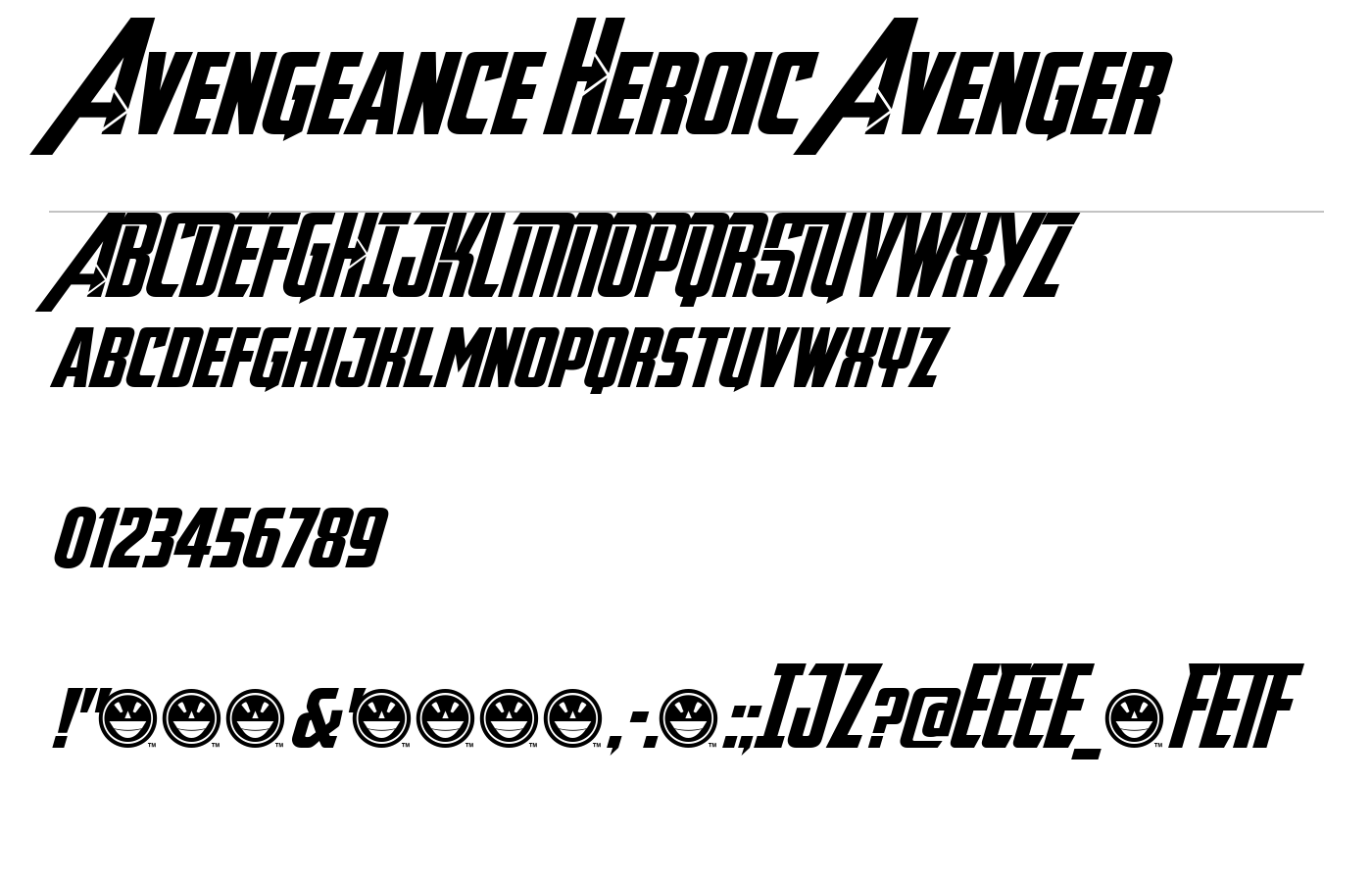 Avengeance Heroic Avenger Font preview