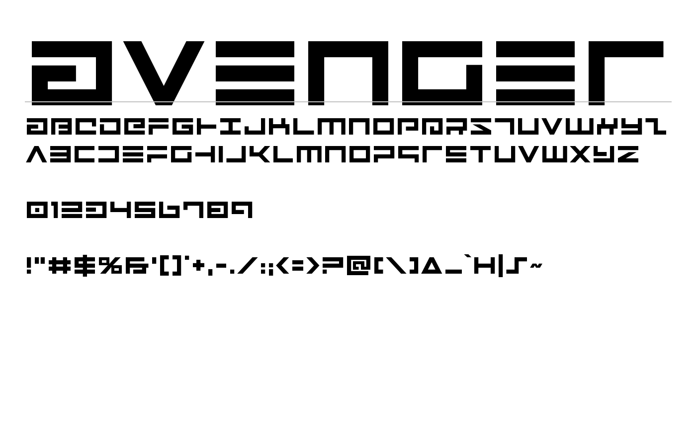 Avenger Font preview